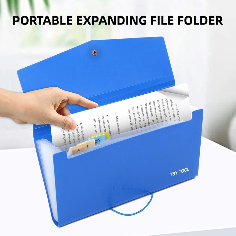TSY TOOL Pack of 4 Expandable File Folder,10"x5.5" Portable Accordion Document Pocket, Office Desk Organizer-13 Pockets,for Receipts, Coupons and Tickets, Check Size Water Resistant-Assorted Color - Image 4
